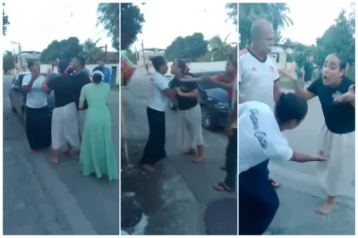 Vídeo: Irmãs “do coque” saem no tapa na porta da igreja após confusão por pastor gay
