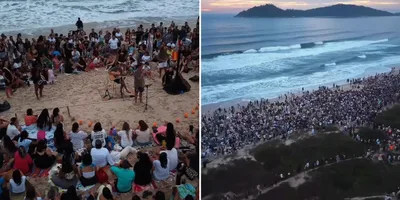 Culto ao amanhecer reúne cerca de 5 mil pessoas em praia de SC: \"Vivemos um mover de Deus\"