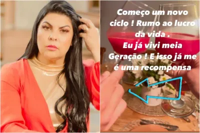 Vanilda Bordieri celebra idade nova brindando com 'mão misteriosa'