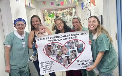 Milagre: enfermeiras celebram recuperação de bebê de meningite