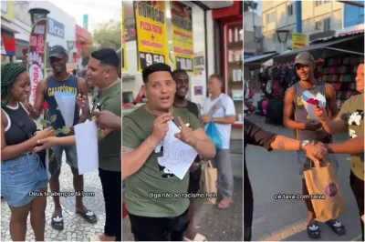 Candidato a vereador, Jhoma distribui rosas em campanha de combate ao racismo