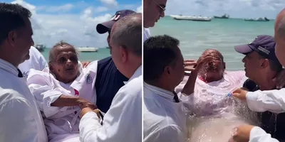 Idosa de 101 anos emociona ao ser batizada em Pernambuco: ‘Creio na minha salvação’