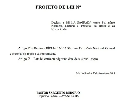 Projeto de lei visa tornar a Bíblia patrimônio nacional