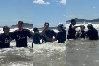Jair Renan, ‘filho 04’ de Bolsonaro, é batizado nas águas