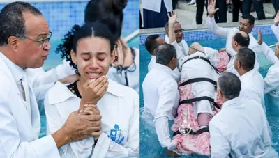 Mais de 1.400 pessoas são batizadas nas águas em culto