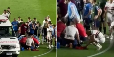 Lucas Moura ora por jogador que sofreu arritmia em campo