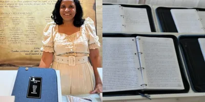 Cristã transcreve Bíblia à mão em mais de 3 mil páginas no RN