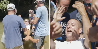 Homem com paralisia é carregado por 4 cristãos para ser batizado: “Nada o impediria”