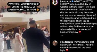 Crentes iniciam poderosa adoração em shopping de Miami