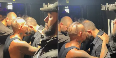 Rodolfo Abrantes ora por fã nos bastidores de show do Rodox em Londres