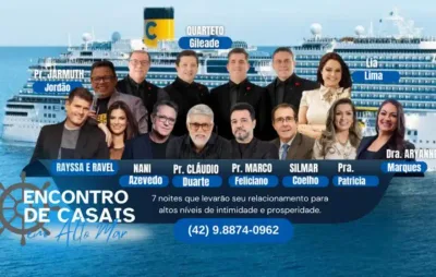 Encontro de Casais em Alto Mar terá Claudio Duarte, Aryanne Marques e muito mais; Saiba como participar