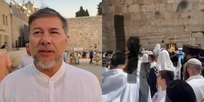 Pastor ora pelo Brasil com intercessores de diversas nações em Jerusalém