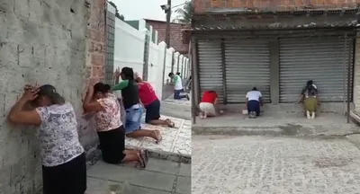 Evangélicos se ajoelham para orar pelo Brasil nas ruas de Pernambuco