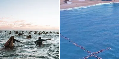 Surfistas formam cruz humana no mar da Austrália: \"Ele ressuscitou!\"