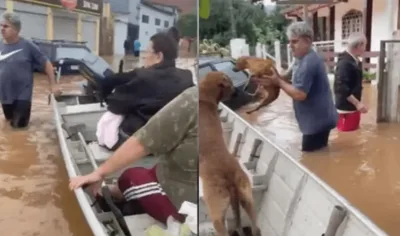 Pai e filho cristãos usam barco da família para resgatar centenas no RS