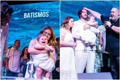 Ex-BBB Viih Tube, marido e filha são batizados na Igreja Presbiteriana