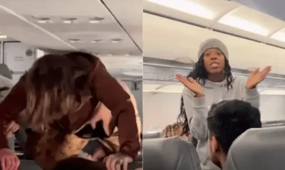 Passageira "possuída" gera pânico em avião e mulher prega: "Encontrem Jesus"