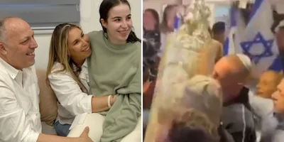 Família de refém libertada comemora dançando com rolo da Torá em Israel