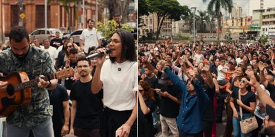 Multidão louva nas ruas de Juiz de Fora após ter templo destruído: “A Igreja está viva”
