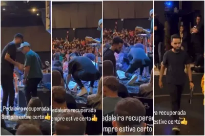 Músico recupera pedaleira roubada na igreja Impactados no altar da Igreja Casa