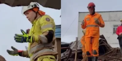 Bombeiros oram antes de buscas por crianças soterradas em MG