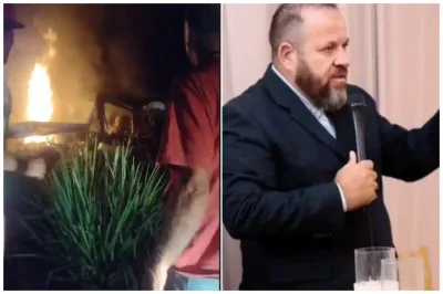 Vídeo: Populares tentam salvar pastor de carro em chamas após acidente