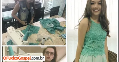 Lauriete costura vestido pra filha e mostra que é gente como a gente