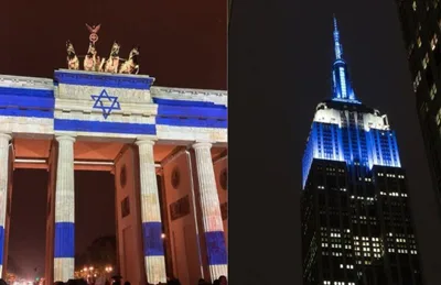 Cidades em todo o mundo iluminam prédios em apoio a Israel