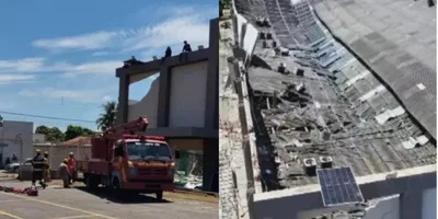 Teto de igreja desaba durante instalação de placas solares em Goiás