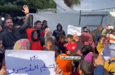 Crianças palestinas fazem protesto contra o Hamas