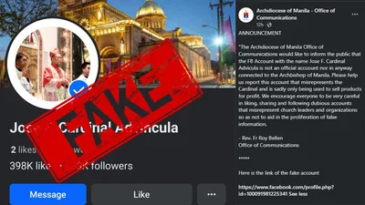 Mamamayan, binalaan sa pekeng FB account ni Cardinal Advincula