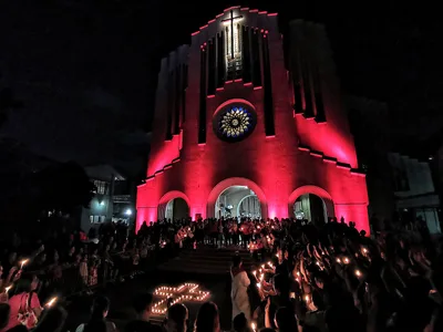 Churches lit up red for persecuted Christians