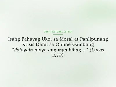 CBCP statement on the “moral and social crisis” caused by online gambling
