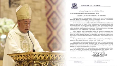 Katarungan at kahinahunan, apela ng Archdiocese of Davao