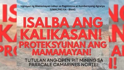 Open-pit mining ng Golden River sa Paracale,Camarines Norte, tinututulan ng UMALPAS KA-Bicol - VeritasPH