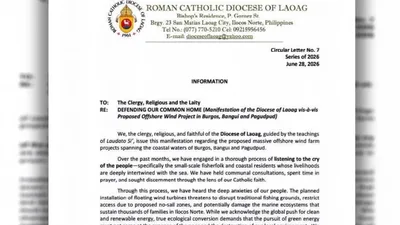 Diocese of Laoag, nanindigan laban sa offshore wind projects sa Ilocos Norte - VeritasPH