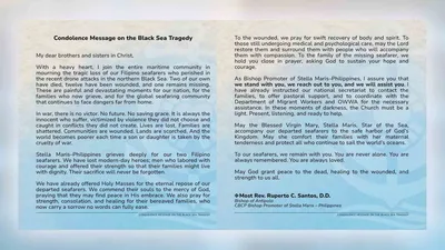 Stella Maris Philippines, nakiramay sa pamilya ng 2 Filipino seafarer na nasawi sa Black Sea - VeritasPH