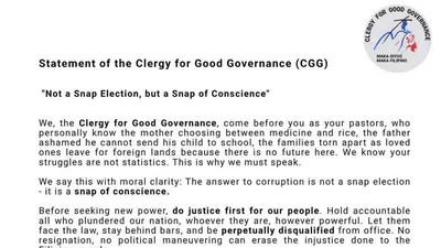CGG, nanindigang katarungan at pananagutan muna bago ang snap election - VeritasPH