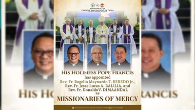 3 Pilipinong Pari,itinalaga ng Santo Papa na missionaries of mercy