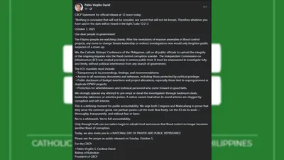 Total transparency sa imbestigasyon ng flood control scam, hiling ng CBCP sa ICI - VeritasPH