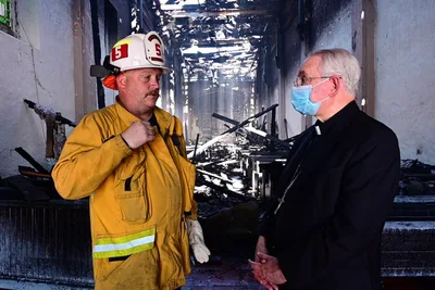 Mission founded by St. Junípero Serra burns in overnight fire