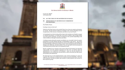Reorganisasyon sa Archdiocese of Manila, ipinatupad ni Cardinal Advincula