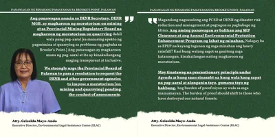 Pagpapahinto ng pagmimina sa Palawan, hiniling ng ELAC