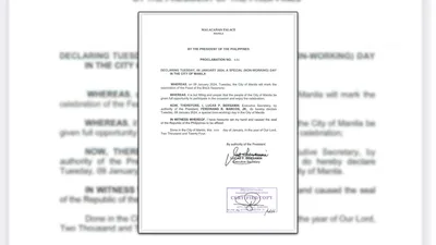 Kapistahan ng Poong Hesus Nazareno, idineklarang special non-working day