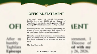 Nakatakdang Episcopal ordination ng Tagbilaran Bishop-elect, hindi matutuloy - VeritasPH
