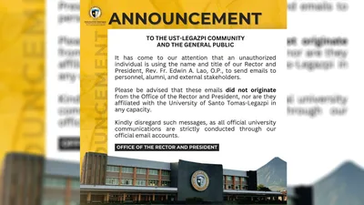 UST-Legazpi, binalaan ang mamamayan laban sa gumagamit sa pangalan ng Rector sa scam - VeritasPH
