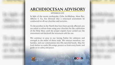 Structural assessment sa lahat church facilities, ipinag-utos ni Archbishop Uy - VeritasPH