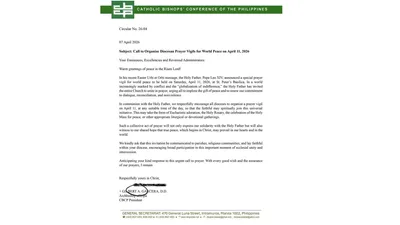 Special prayer for peace, pangungunahan ng CBCP - VeritasPH