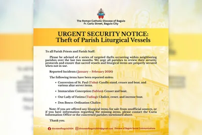 Baguio diocese warns parishes after string of church thefts