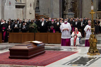 Pope Francis attends funeral of Cardinal Sodano